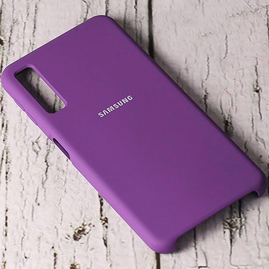 Аксессуары для сотовых оптом: Силиконовая накладка Silky soft-touch для Samsung A70 фиолетовый