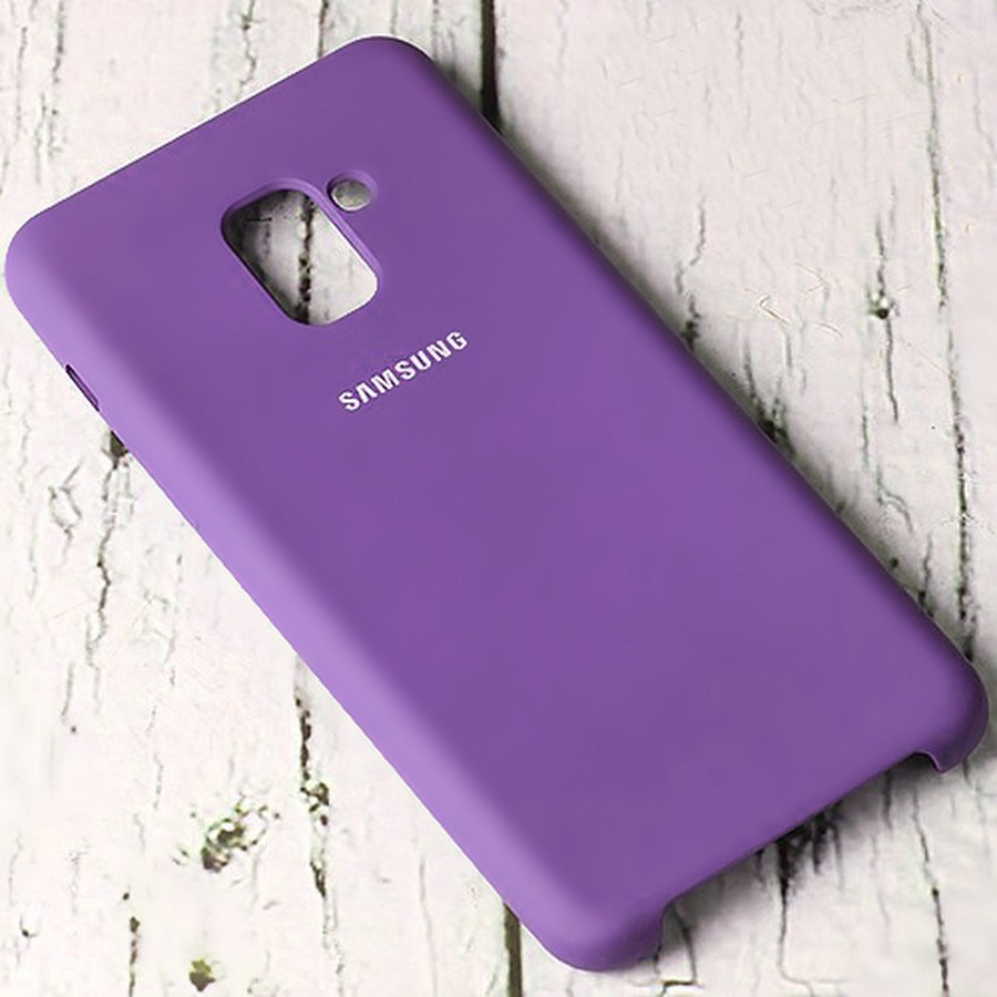 Аксессуары для сотовых оптом: Силиконовая накладка Silky soft-touch для Samsung J6+ (2018) фиолетовый