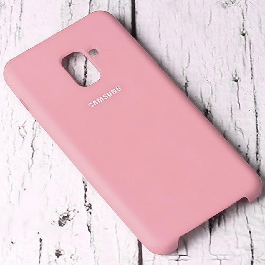 Аксессуары для сотовых оптом: Силиконовая накладка Silky soft-touch для Samsung J6+ (2018) розовый