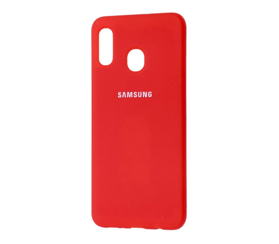 Аксессуары для сотовых оптом: Силиконовая накладка Silky soft-touch для Samsung A40 красный