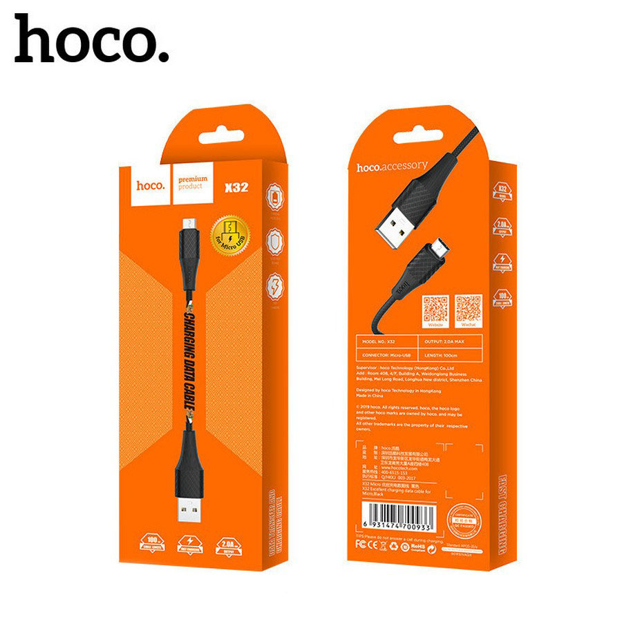 Аксессуары для сотовых оптом: USB кабель Hoco X32 Micro 1m черный