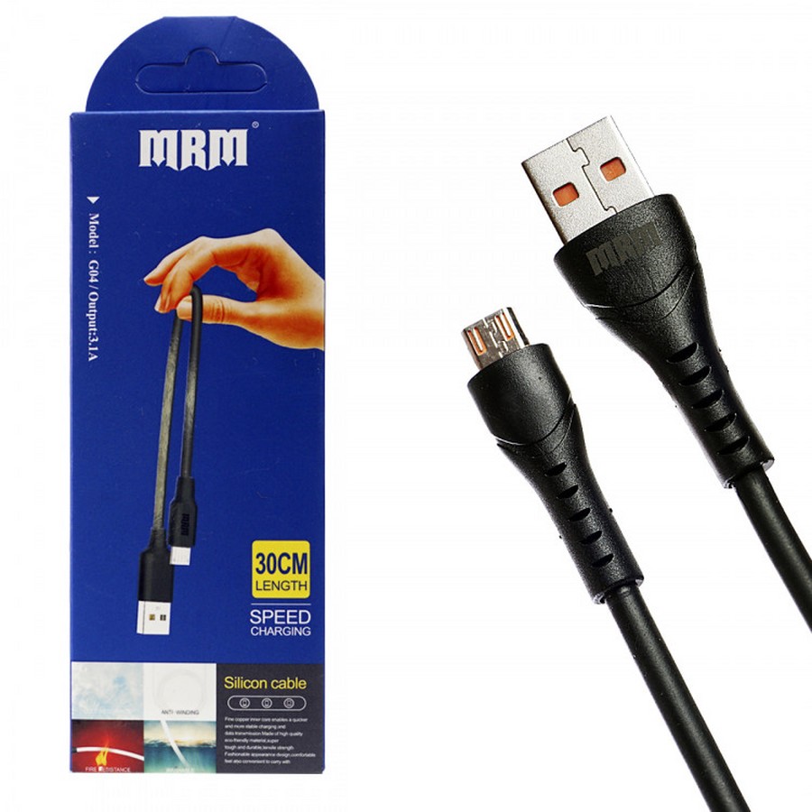 Аксессуары для сотовых оптом: USB кабель MRM G04 Micro 30 см черный