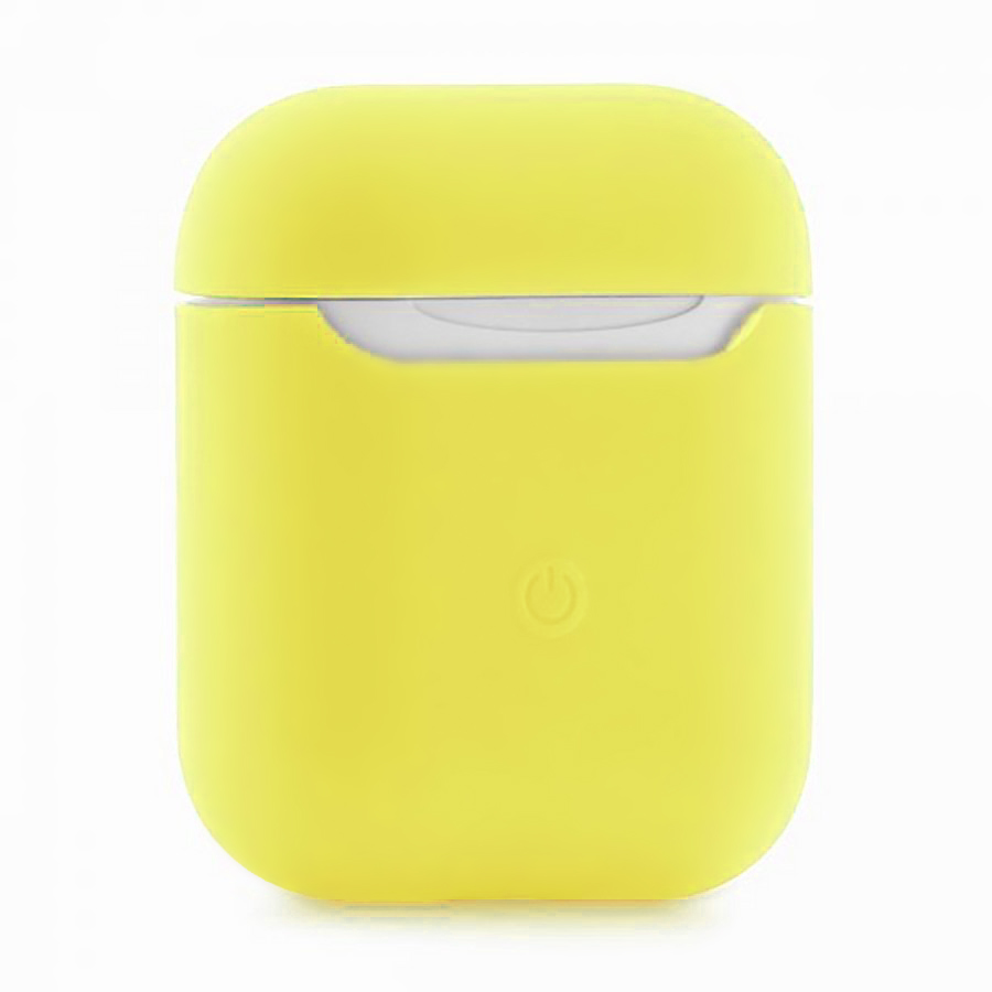 Аксессуары для сотовых оптом: Силиконовый чехол тонкий для Apple AirPods 2 желтый