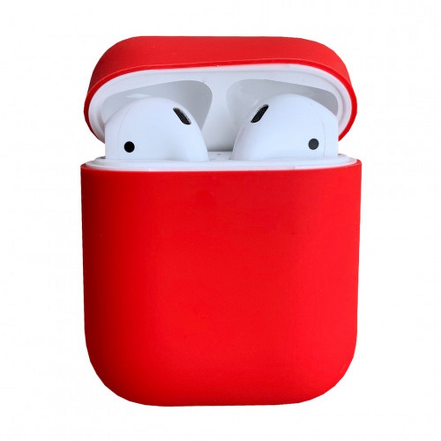 Аксессуары для сотовых оптом: Силиконовый чехол тонкий для Apple AirPods 2 красный