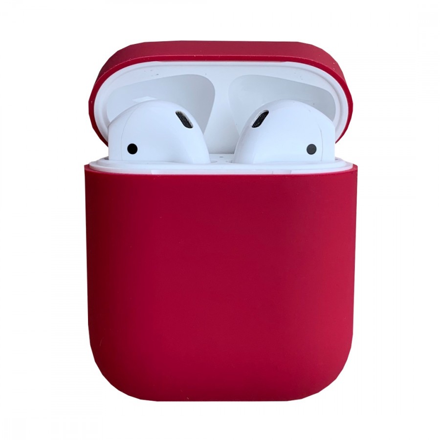Аксессуары для сотовых оптом: Силиконовый чехол тонкий для Apple AirPods 2 бордовый