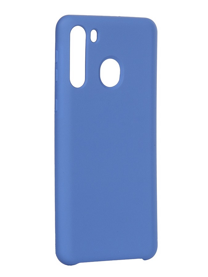 Аксессуары для сотовых оптом: Силиконовая накладка Silky soft-touch для Samsung A21 голубой